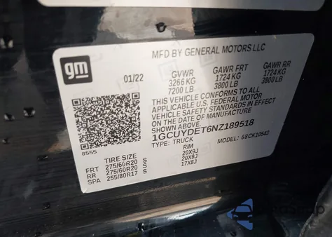 2022 Chevrolet Silverado 1500 Ltd 4Wd Short Bed Lt z USA, uszkodzony, nr VIN 1GCUYDET6NZ189518